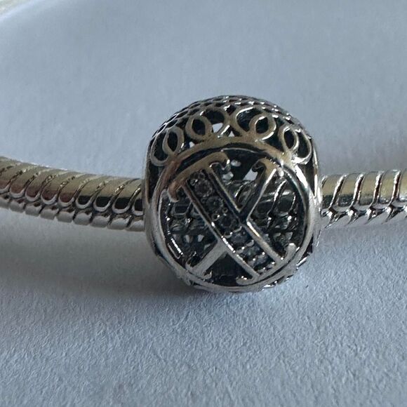 Authentic Pandora Silver Charm Initial Letter X - Picture 4 of 4